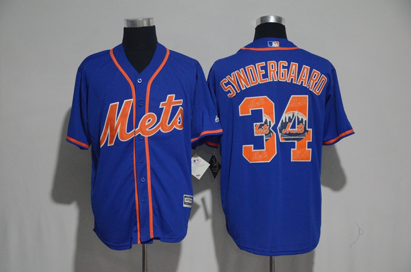 2017 MLB New York Mets #34 Syndergaard Blue Fashion Edition Jerseys